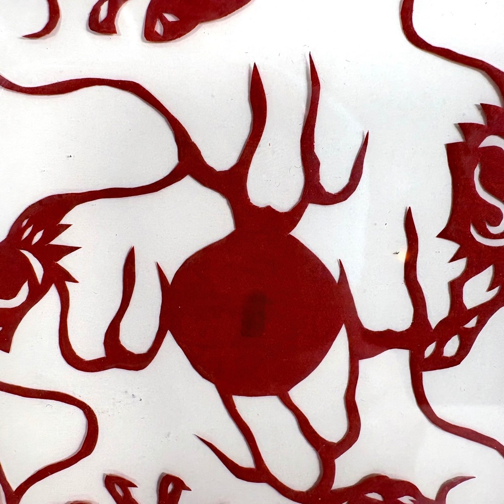Handmade Chinese Paper Cut Art‎ Red Dragon Framed Wall Decor 13x13 - Picture 4 of 9